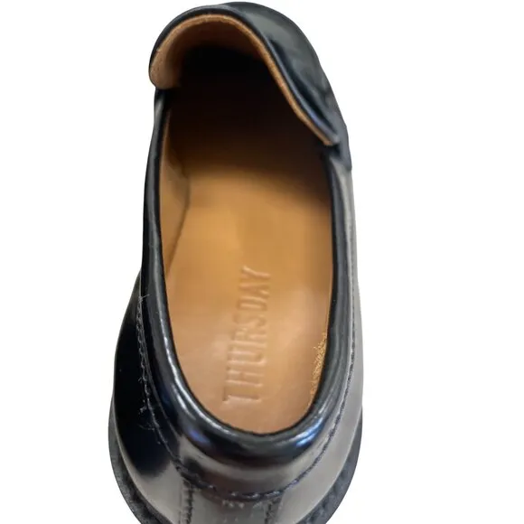 Thursday Everydat mens black Leather Penny slip on Loafer shoes size 8 SKU 8543
