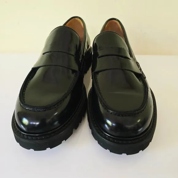 Thursday Penny Platform Black Loafers Patent Leather Shoes Lug Women Size 7.5