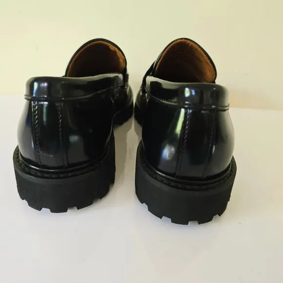 Thursday Penny Platform Black Loafers Patent Leather Shoes Lug Women Size 7.5