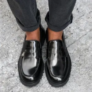 Thursday Penny Platform Black Loafers Patent Leather Shoes Lug Women Size 7.5