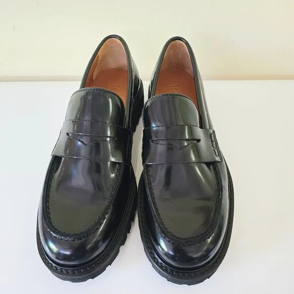 Thursday Penny Platform Black Loafers Patent Leather Shoes Lug Women Size 7.5