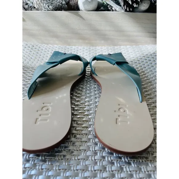 TIBI Light Blue Leather Slides Sandals Size 36.5