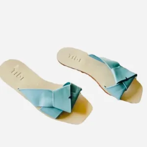 TIBI Light Blue Leather Slides Sandals Size 36.5