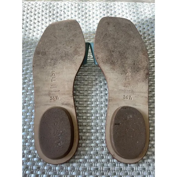 TIBI Light Blue Leather Slides Sandals Size 36.5