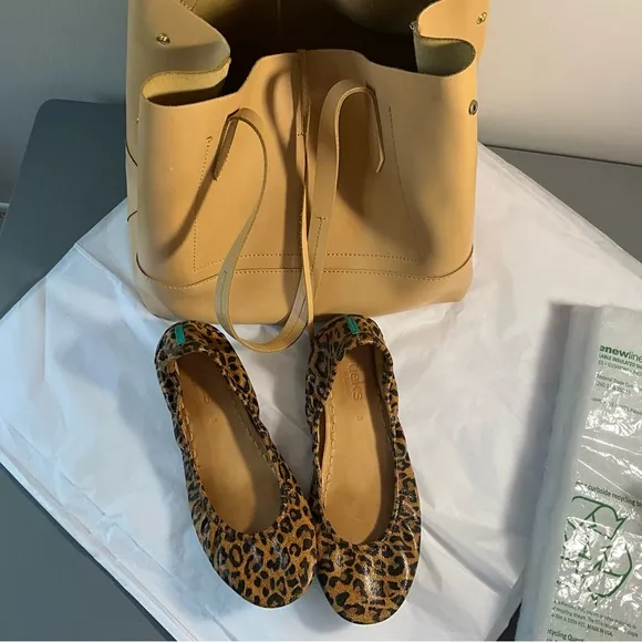 Tieks Brown Flats Stylish Loafers. Bundled with J crews purse.