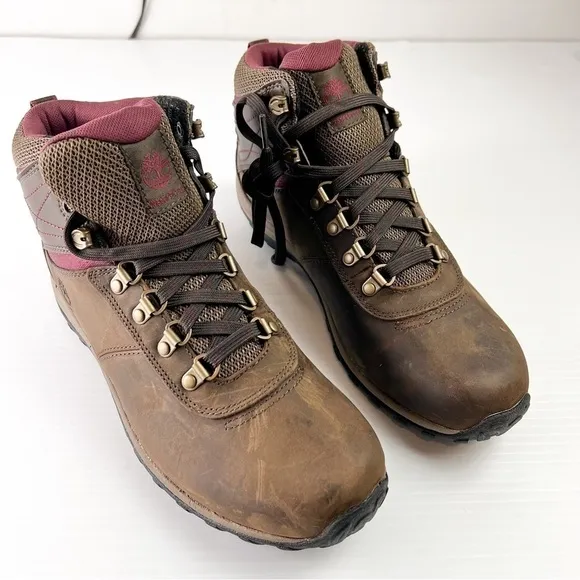 TIMBERLAND BOOTS WOMEN'S 10 NORWOOD MID WATER PROOF DARK BROWN DISTRESSED LACE