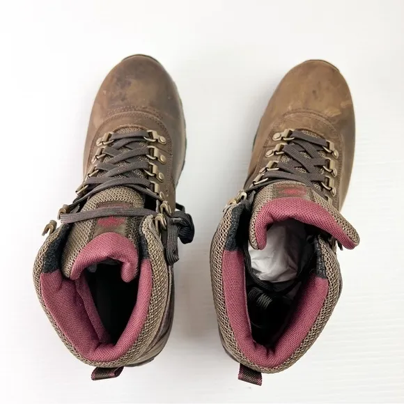 TIMBERLAND BOOTS WOMEN'S 10 NORWOOD MID WATER PROOF DARK BROWN DISTRESSED LACE