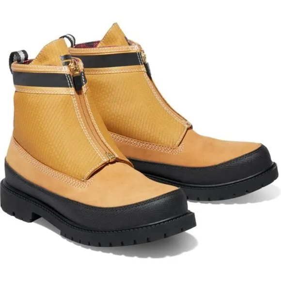 Timberland Heritage Front Zip Boots Leather Wheat Nubuck Booties Size 8 NEW