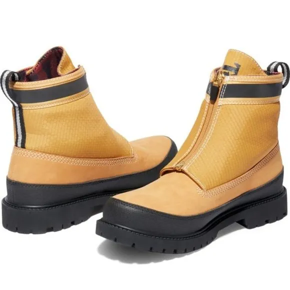 Timberland Heritage Front Zip Boots Leather Wheat Nubuck Booties Size 8 NEW