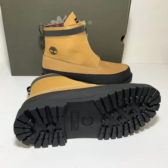 Timberland Heritage Front Zip Boots Leather Wheat Nubuck Booties Size 8 NEW