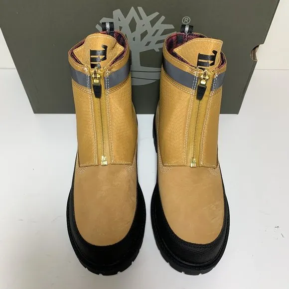 Timberland Heritage Front Zip Boots Leather Wheat Nubuck Booties Size 8 NEW