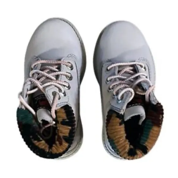 Timberland Premium‎ 6' Boots Size 7.5 Boys Gray Leather Toddler Shoes