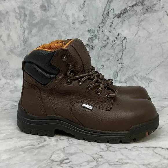 Timberland Pro Size 8M Dark Mocha 6&quot; Titan Waterproof Work Boots Alloy Toe P10-9