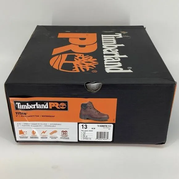 Timberland Pro Sz 13M Dark Mocha 6&quot; Titan Waterproof Work Boots Alloy Toe P17-17