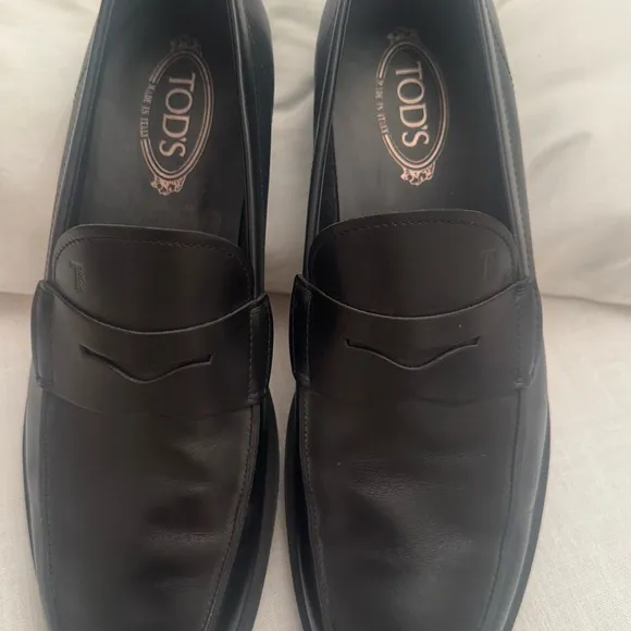 Tod's Black Leather Slip-On Loafers