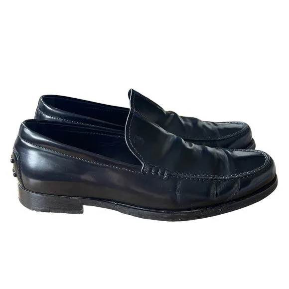 Tod's Men's US 8 Luxury Patent Leather Slip On Loafer Dress Shoes UK 7 Black