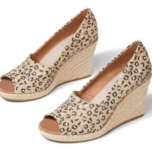 TOMS Animal Print Organic Cotton Peep Toes Wedge Sandals