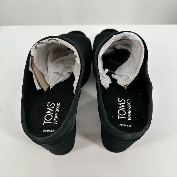 TOMS Florence Slip-On Peep Toe Platform Block Heeled Sandals size 8.5 Black