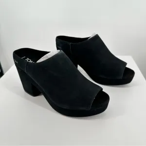 TOMS Florence Slip-On Peep Toe Platform Block Heeled Sandals size 8.5 Black