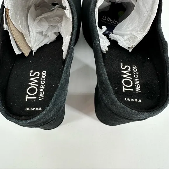 TOMS Florence Slip-On Peep Toe Platform Block Heeled Sandals size 8.5 Black