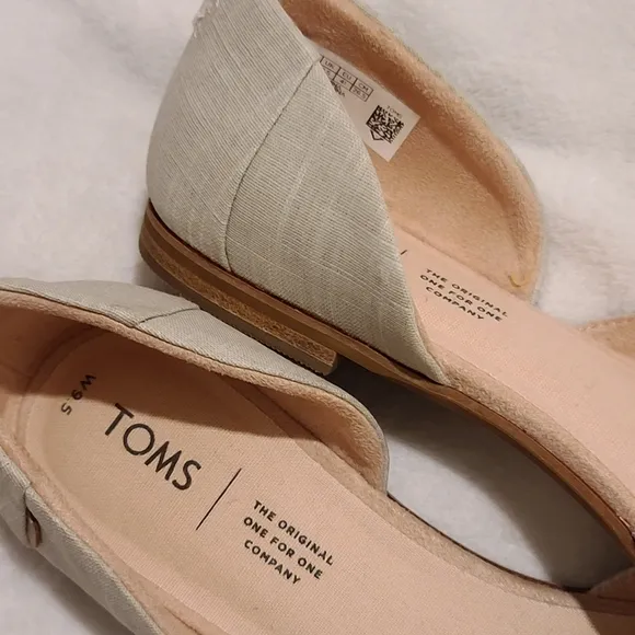 TOM'S Julie D'Orsay Suede Almond Toe Slip-on Flats Metallic Sandals Size…