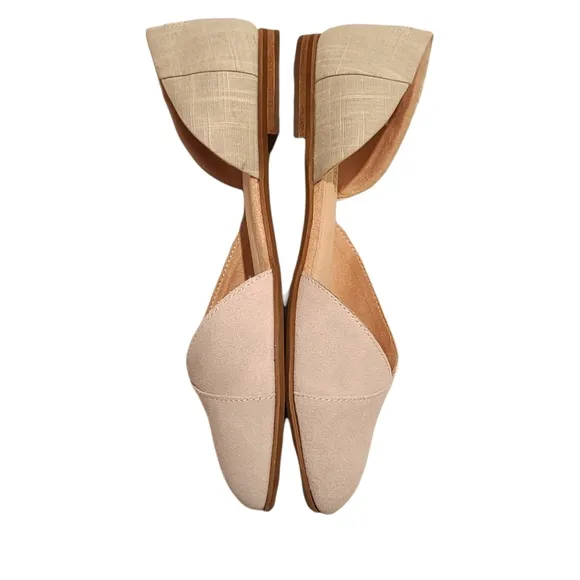 TOM'S Julie D'Orsay Suede Almond Toe Slip-on Flats Metallic Sandals Size…