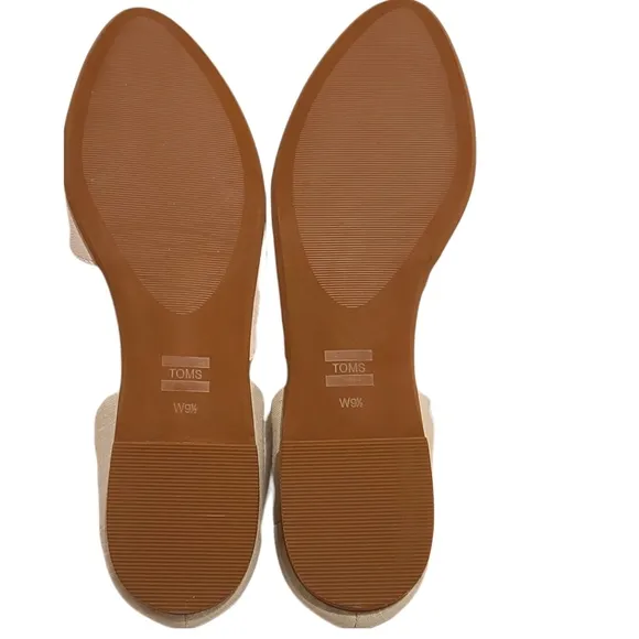 TOM'S Julie D'Orsay Suede Almond Toe Slip-on Flats Metallic Sandals Size…