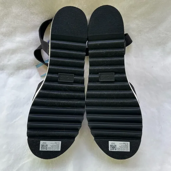 TOMS Louisa Platform Sandal Size 9.5 Black Heavy Canvas OrthoLite NEW