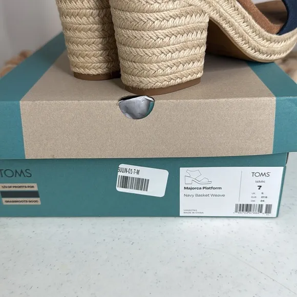 TOMS Majorca Rope Platform Sandals (For Women) Navy Sz 7