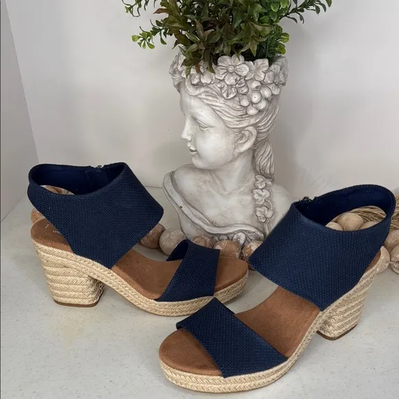 TOMS Majorca Rope Platform Sandals (For Women) Navy Sz 7