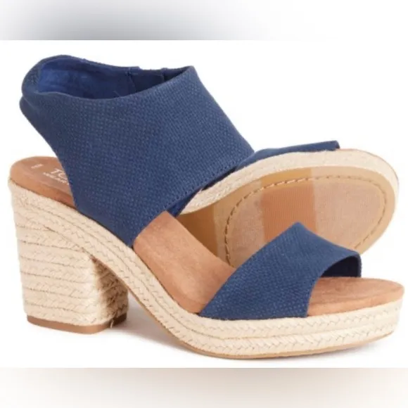 TOMS Majorca Rope Platform Sandals (For Women) Navy Sz 7
