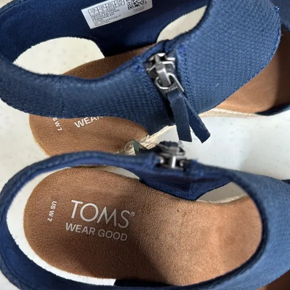 TOMS Majorca Rope Platform Sandals (For Women) Navy Sz 7