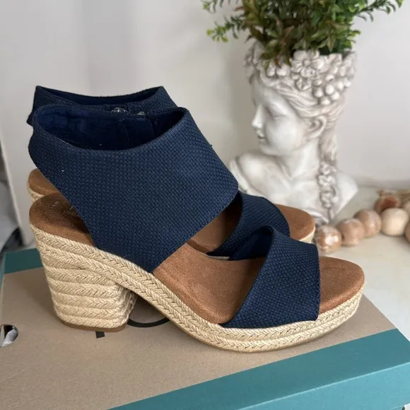TOMS Majorca Rope Platform Sandals (For Women) Navy Sz 7
