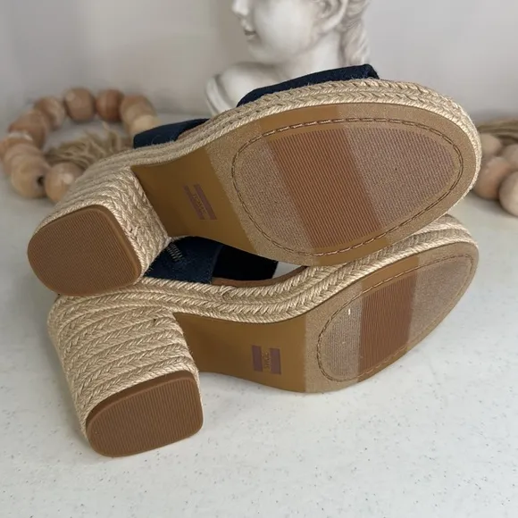 TOMS Majorca Rope Platform Sandals (For Women) Navy Sz 7