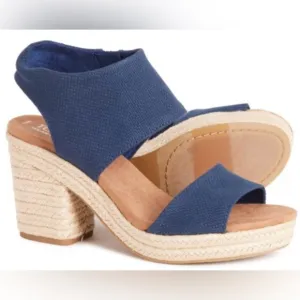 TOMS Majorca Rope Platform Sandals (For Women) Navy Sz 7