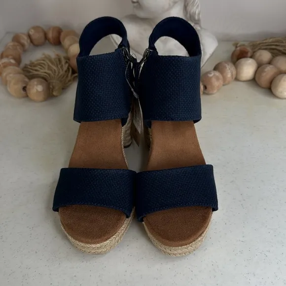 TOMS Majorca Rope Platform Sandals (For Women) Navy Sz 7