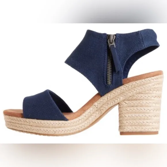TOMS Majorca Rope Platform Sandals (For Women) Navy Sz 7
