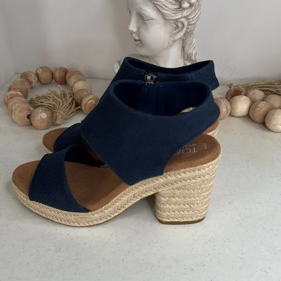 TOMS Majorca Rope Platform Sandals (For Women) Navy Sz 7