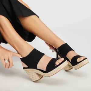 Tom’s NWOT Black Majorca Rope Platform Sandal. US 7.