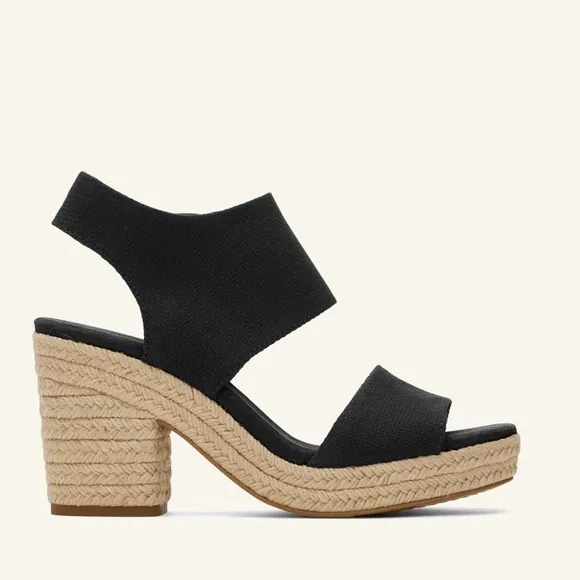 Tom’s NWOT Black Majorca Rope Platform Sandal. US 7.