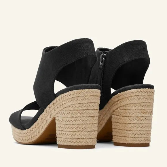 Tom’s NWOT Black Majorca Rope Platform Sandal. US 7.