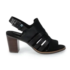 TOMS WOMENS Majorca Heel Sandals  SIZE 6.5 COLOR BLACK with comfortable sole NEW