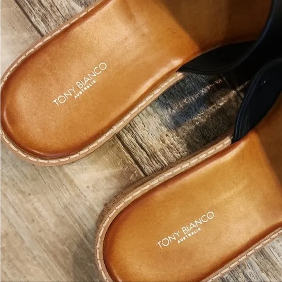 Tony Bianco Australia Jay Cork LeatherPlatform Slides