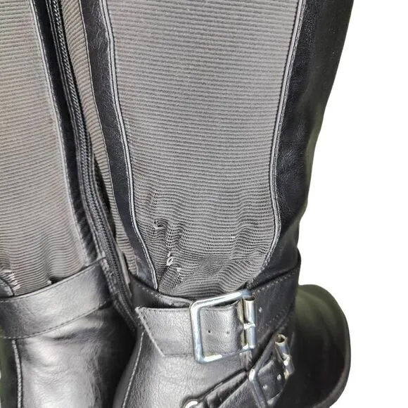 Torrid Faux Leather Buckle Knee Boots Wide Calf