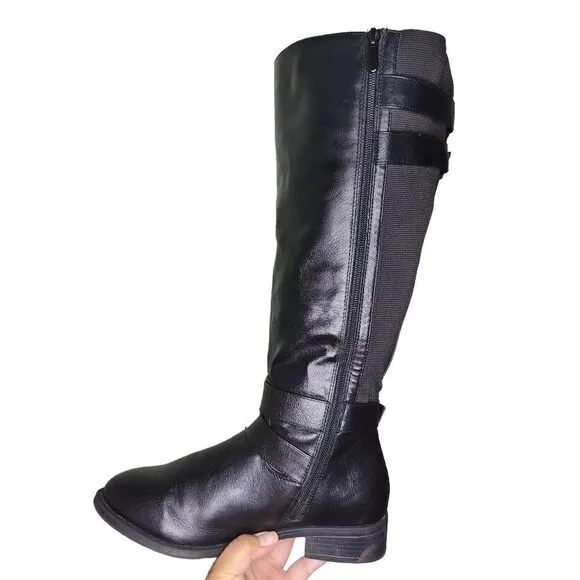 Torrid Faux Leather Buckle Knee Boots Wide Calf