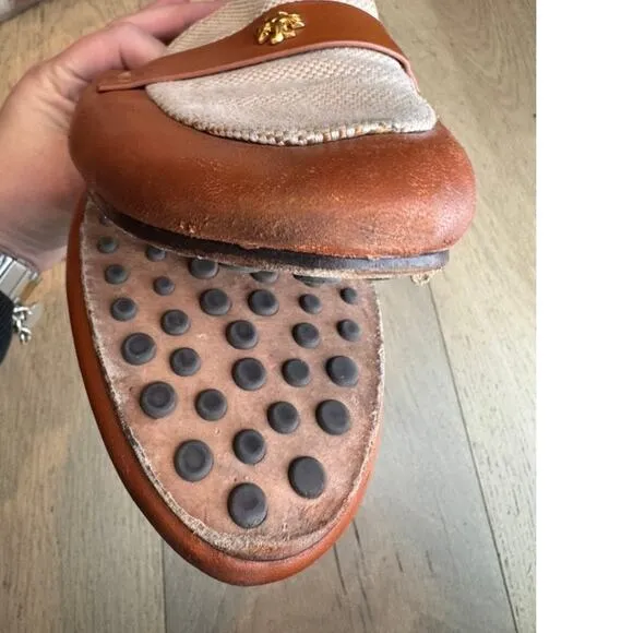 Tory Burch Ballet Loafers Size 10 Tan   Ecru/ Bahrain Tan