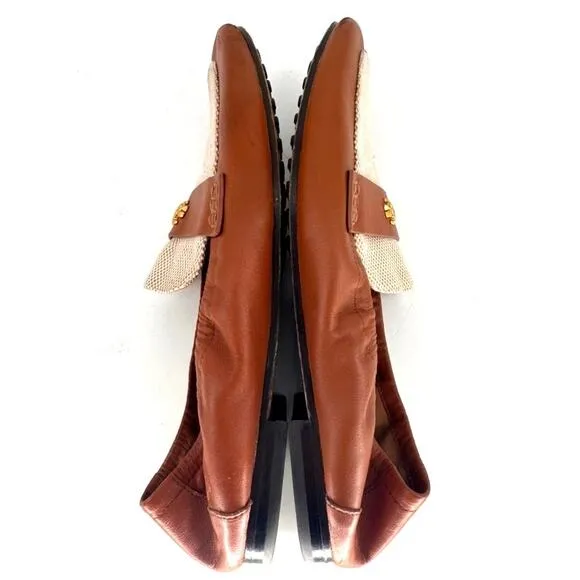 Tory Burch Ballet Loafers Size 10 Tan   Ecru/ Bahrain Tan