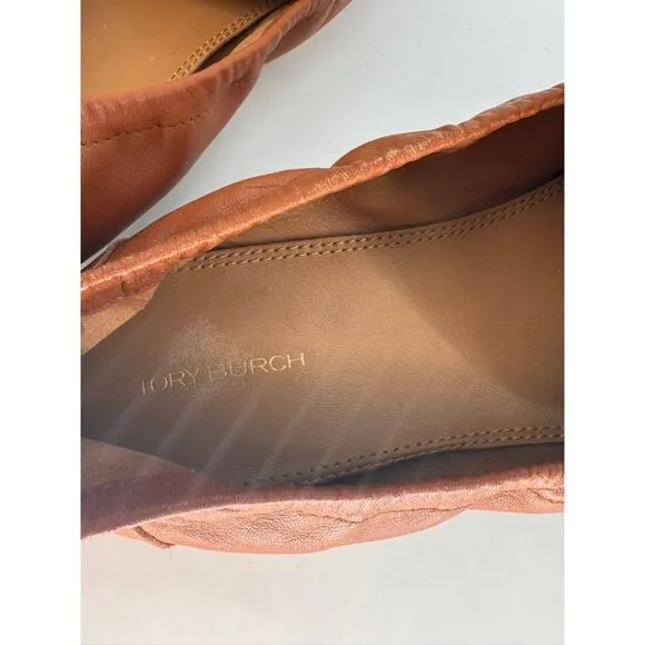 Tory Burch Ballet Loafers Size 10 Tan   Ecru/ Bahrain Tan