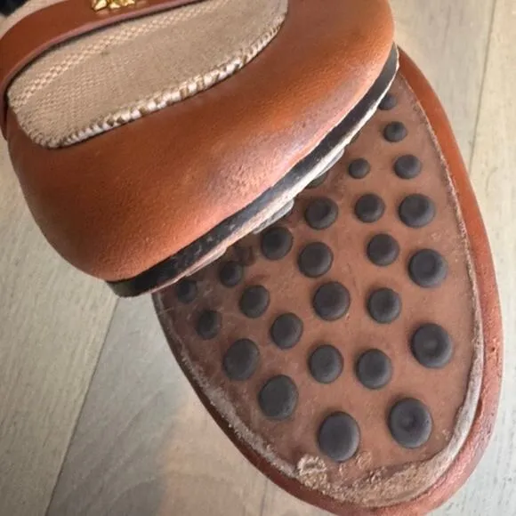 Tory Burch Ballet Loafers Size 10 Tan   Ecru/ Bahrain Tan