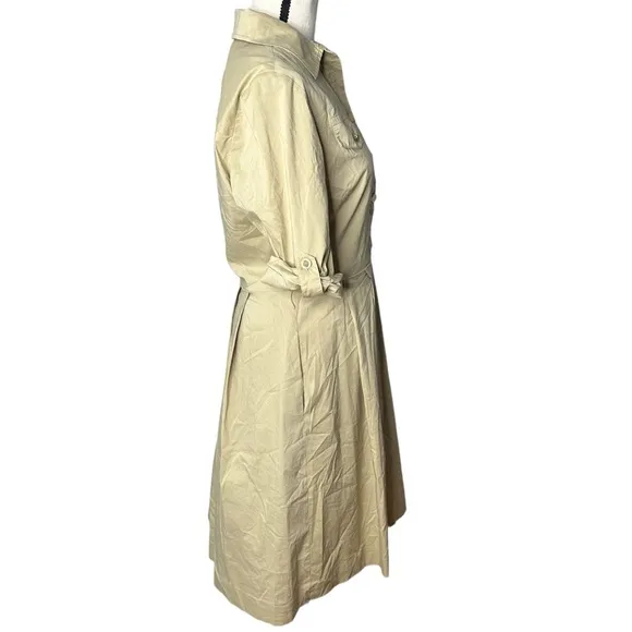 Tory Burch Blythe Khaki Safari Style Shirt Dress Size 6